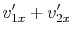 $\displaystyle v'_{1x} + v'_{2x}$