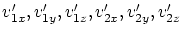 $v'_{1x}, v'_{1y}, v'_{1z}, v'_{2x}, v'_{2y}, v'_{2z}$