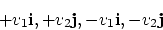 \begin{displaymath}
+v_1{\bf i}, +v_2{\bf j}, -v_1{\bf i}, -v_2{\bf j}
\end{displaymath}