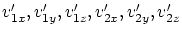 $v'_{1x}, v'_{1y}, v'_{1z}, v'_{2x}, v'_{2y}, v'_{2z}$