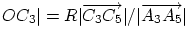 $OC_3\vert=R\vert\overrightarrow{C_3C_5}\vert/\vert\overrightarrow{A_3A_5}\vert$