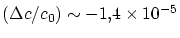 $(\Delta c/c_0)\sim -1.4\times 10^{-5}$